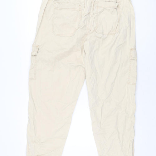 Marks and Spencer Womens Beige Lyocell Cargo Trousers Size 18 L27.5 in Regular Zip