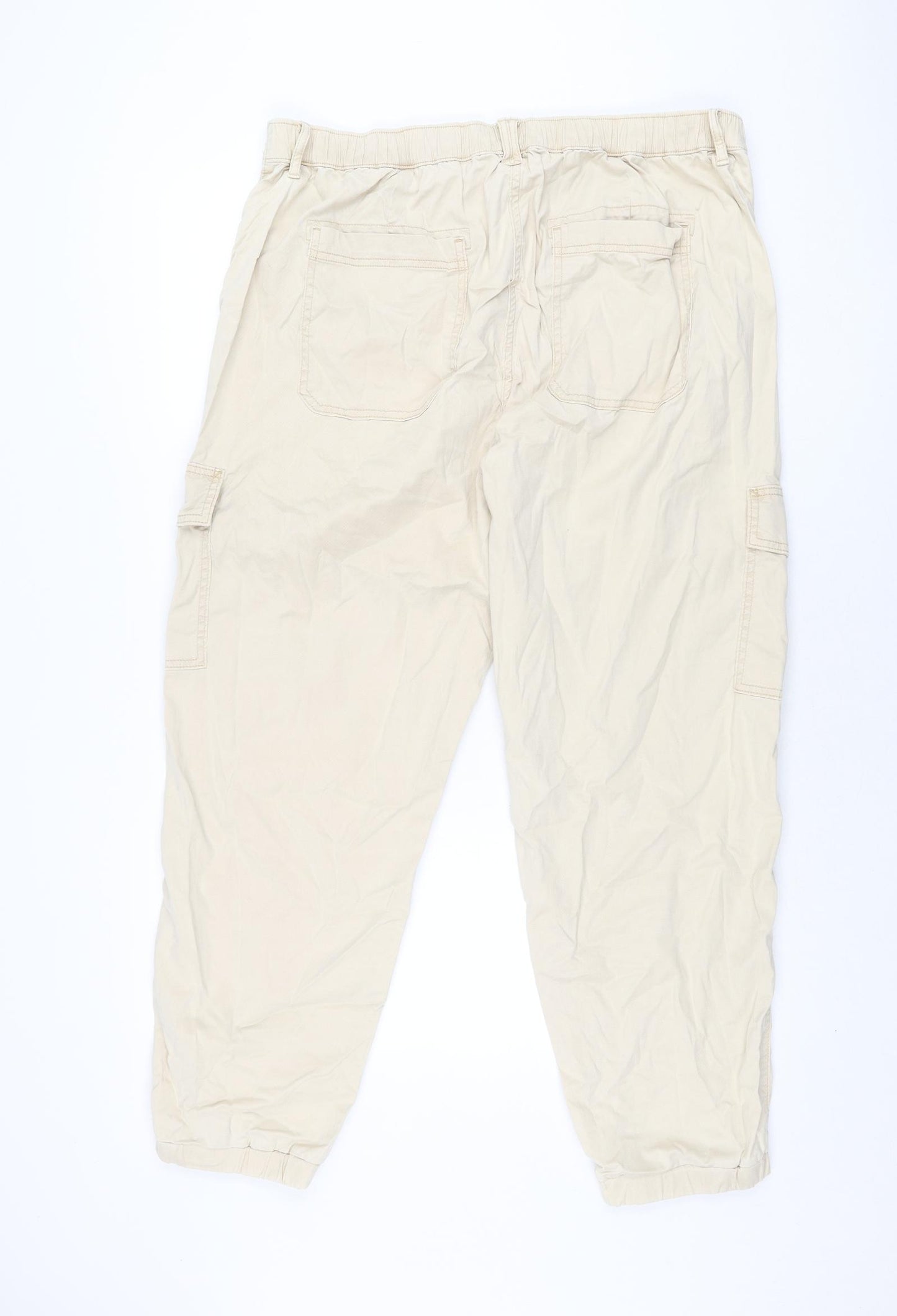 Marks and Spencer Womens Beige Lyocell Cargo Trousers Size 18 L27.5 in Regular Zip