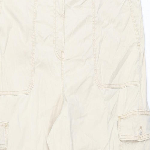 Marks and Spencer Womens Beige Lyocell Cargo Trousers Size 18 L27.5 in Regular Zip