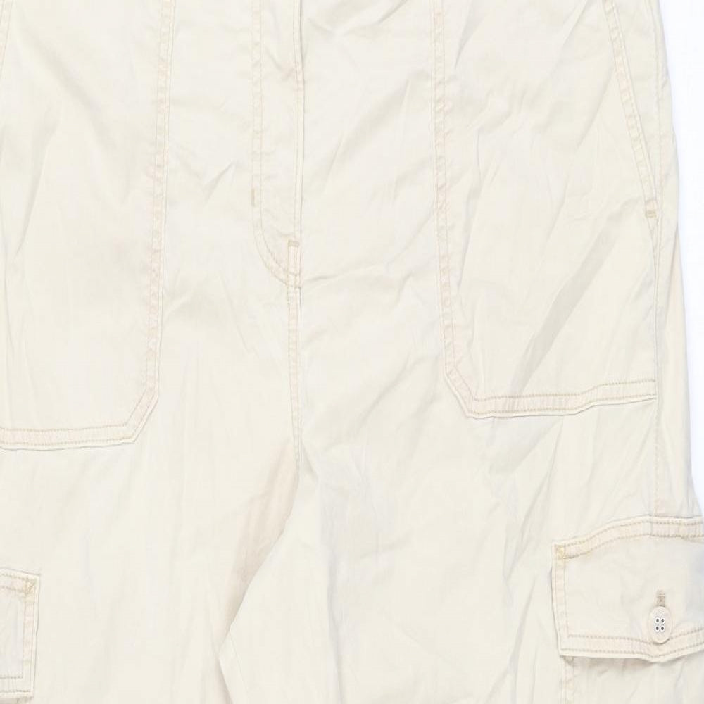 Marks and Spencer Womens Beige Lyocell Cargo Trousers Size 18 L27.5 in Regular Zip