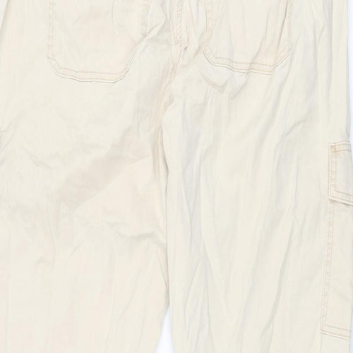 Marks and Spencer Womens Beige Lyocell Cargo Trousers Size 18 L27.5 in Regular Zip