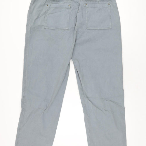 Marks and Spencer Womens Blue Cotton Trousers Size 18 L31 in Regular Zip