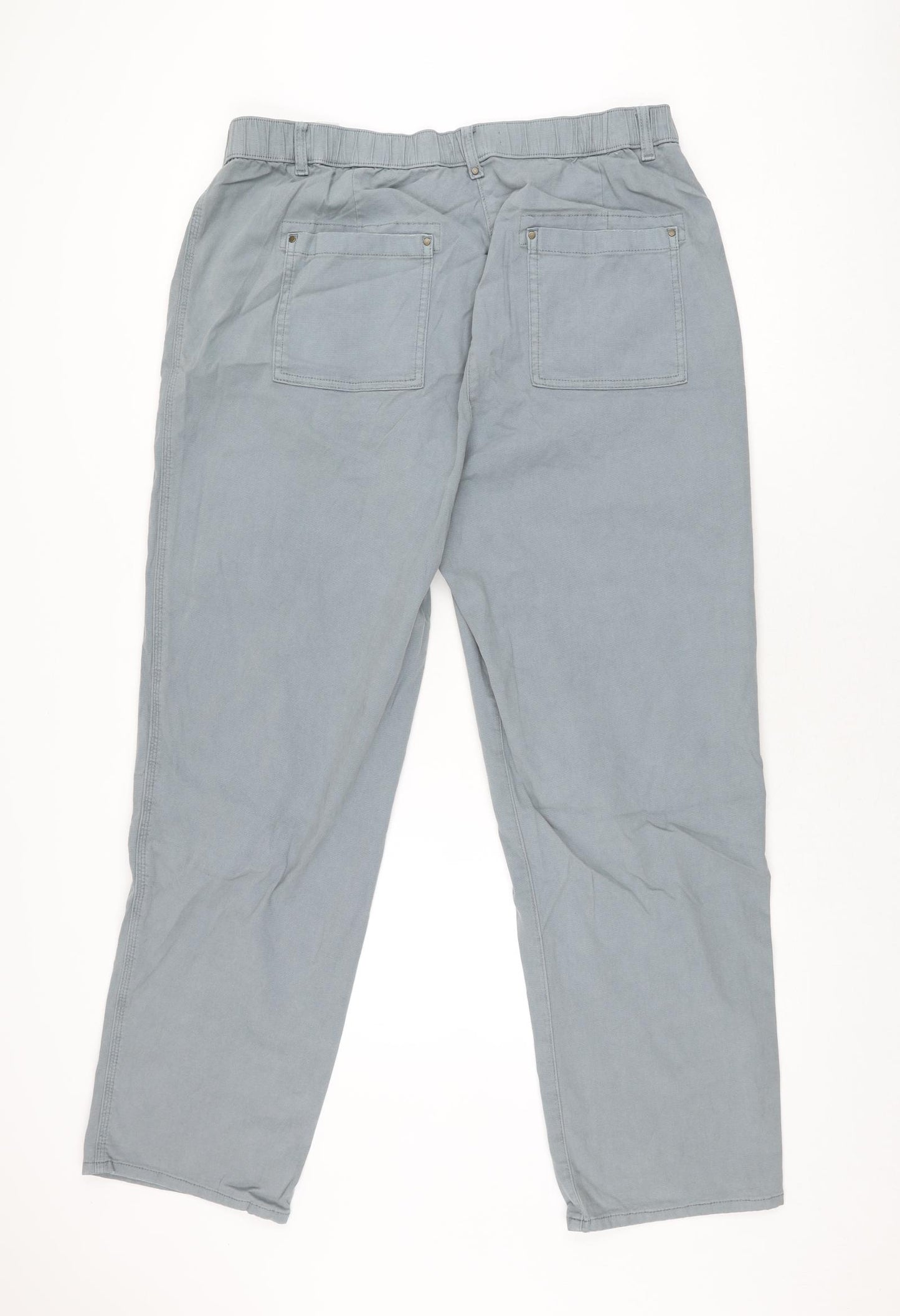 Marks and Spencer Womens Blue Cotton Trousers Size 18 L31 in Regular Zip