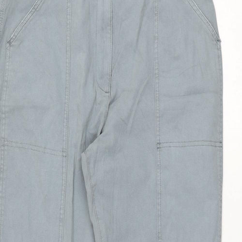 Marks and Spencer Womens Blue Cotton Trousers Size 18 L31 in Regular Zip