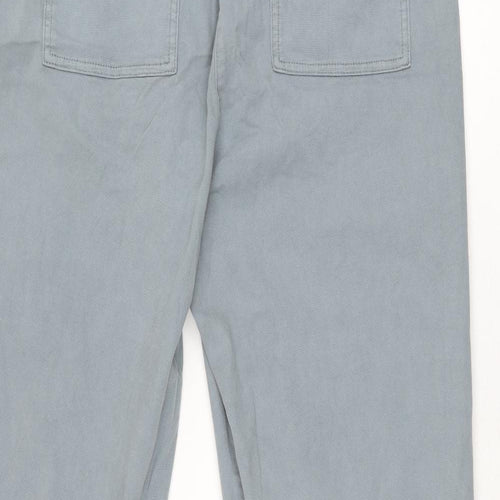Marks and Spencer Womens Blue Cotton Trousers Size 18 L31 in Regular Zip