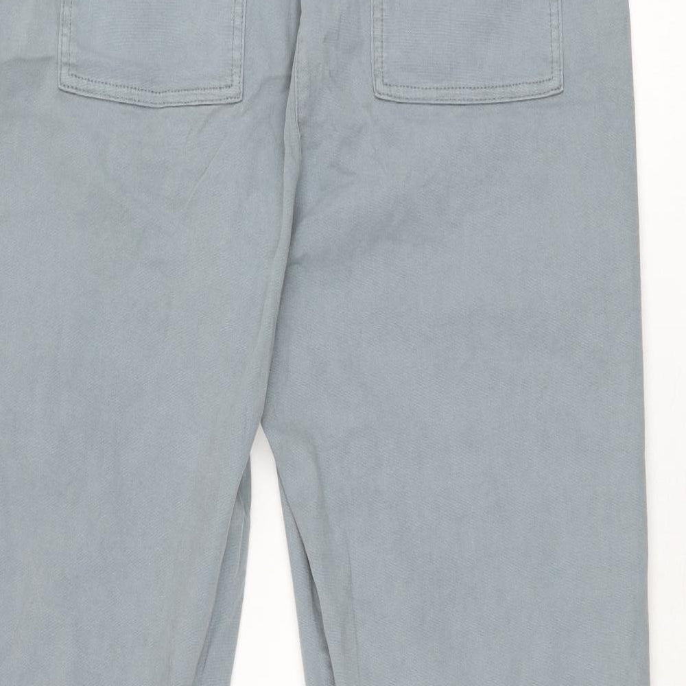 Marks and Spencer Womens Blue Cotton Trousers Size 18 L31 in Regular Zip