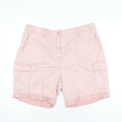 Marks and Spencer Womens Pink Lyocell Cargo Shorts Size 20 L7 in Regular Zip