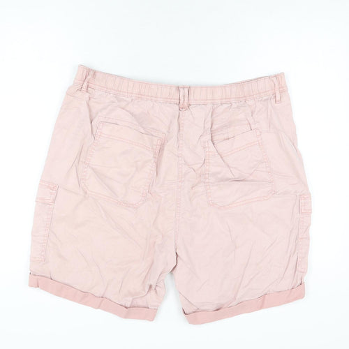 Marks and Spencer Womens Pink Lyocell Cargo Shorts Size 20 L7 in Regular Zip