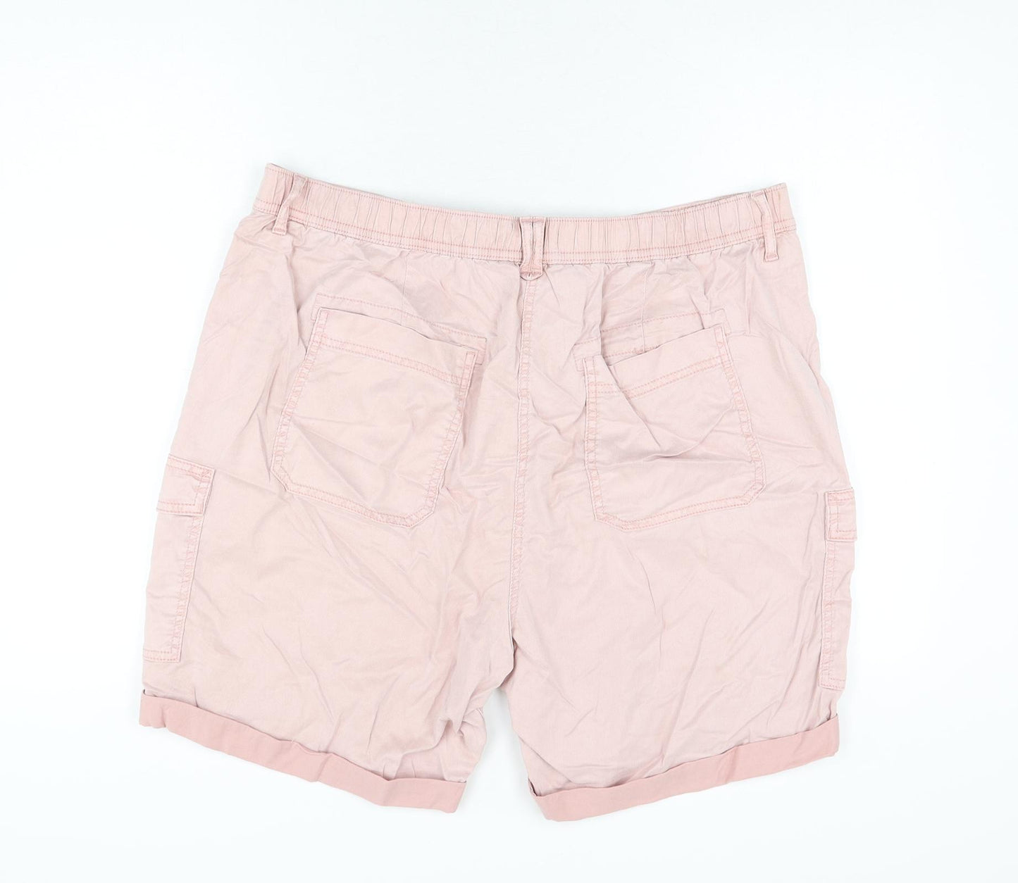 Marks and Spencer Womens Pink Lyocell Cargo Shorts Size 20 L7 in Regular Zip