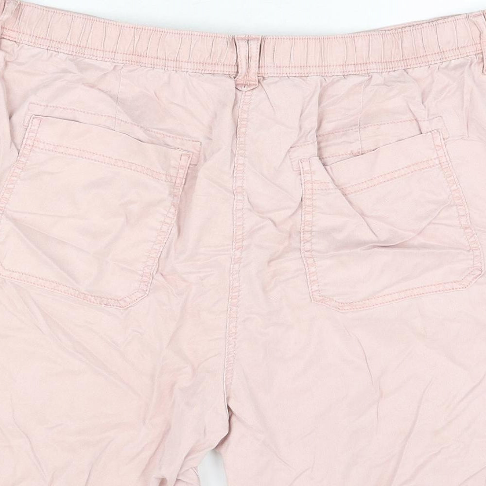Marks and Spencer Womens Pink Lyocell Cargo Shorts Size 20 L7 in Regular Zip