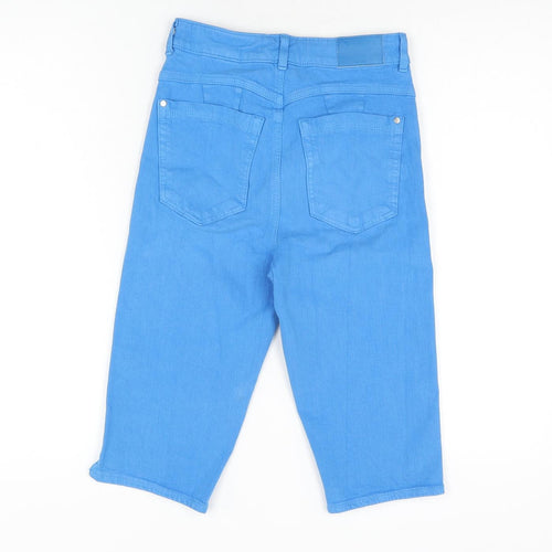 Marks and Spencer Womens Blue Cotton Capri Jeans Size 6 Regular Zip