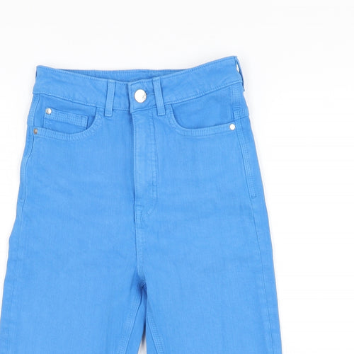 Marks and Spencer Womens Blue Cotton Capri Jeans Size 6 Regular Zip