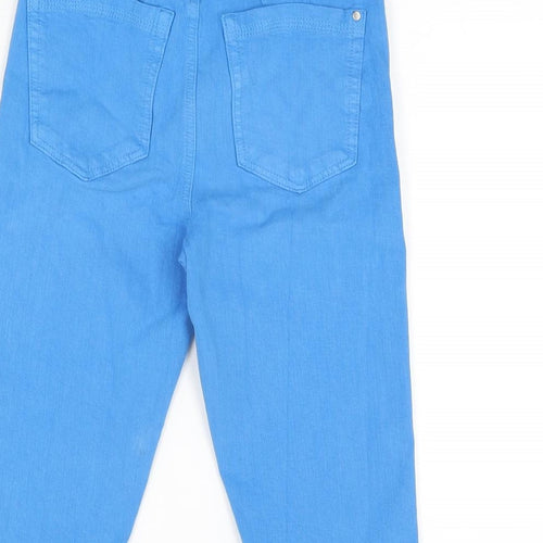 Marks and Spencer Womens Blue Cotton Capri Jeans Size 6 Regular Zip