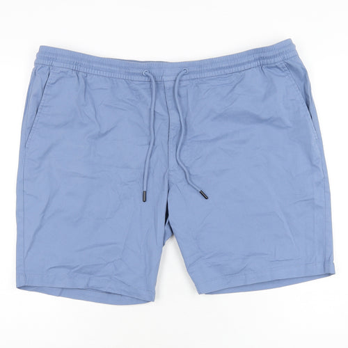 Marks and Spencer Mens Blue Cotton Bermuda Shorts Size 2XL L8 in Regular Drawstring