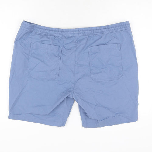 Marks and Spencer Mens Blue Cotton Bermuda Shorts Size 2XL L8 in Regular Drawstring
