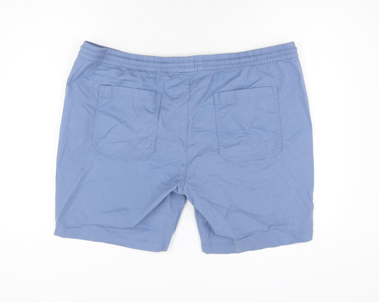 Marks and Spencer Mens Blue Cotton Bermuda Shorts Size 2XL L8 in Regular Drawstring
