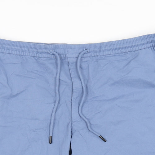 Marks and Spencer Mens Blue Cotton Bermuda Shorts Size 2XL L8 in Regular Drawstring