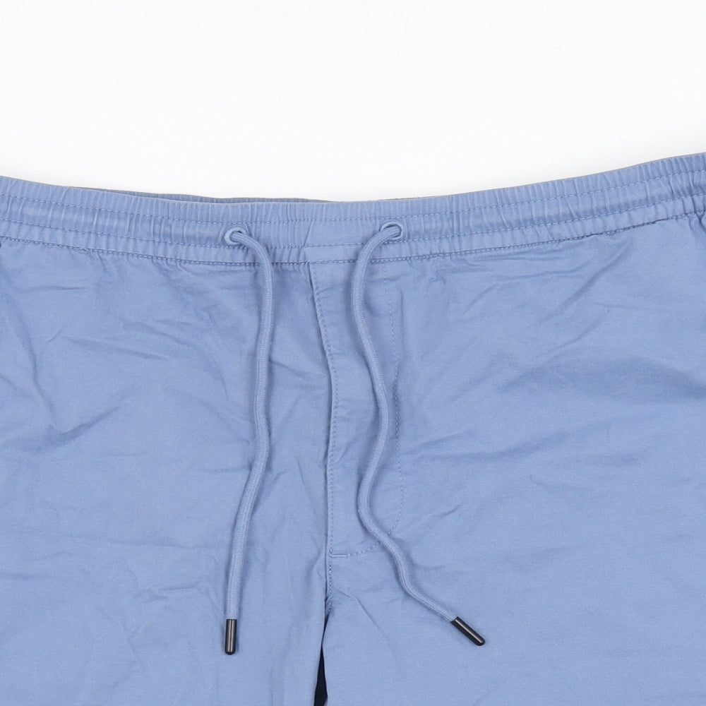 Marks and Spencer Mens Blue Cotton Bermuda Shorts Size 2XL L8 in Regular Drawstring