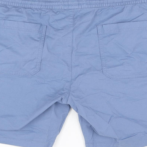 Marks and Spencer Mens Blue Cotton Bermuda Shorts Size 2XL L8 in Regular Drawstring