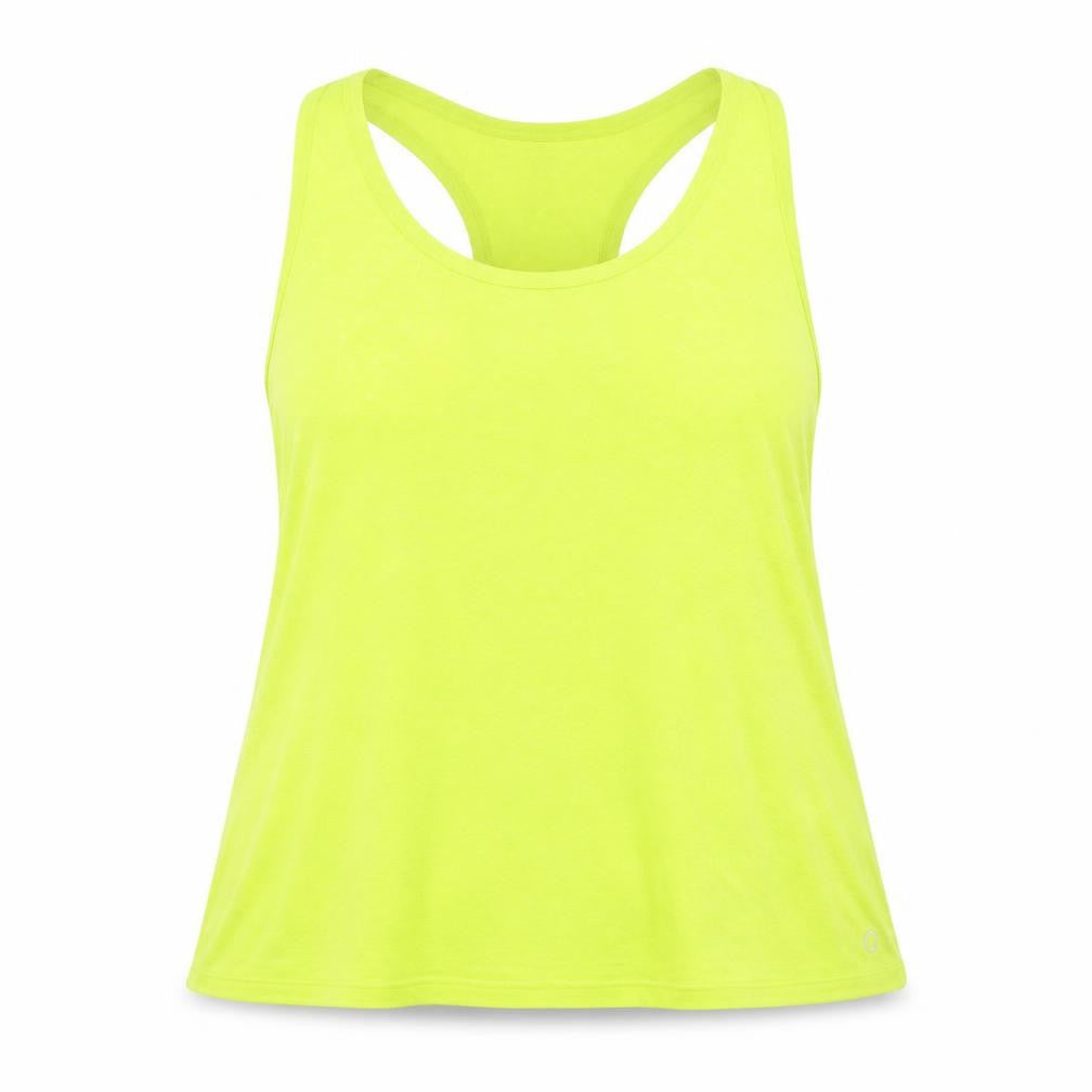 Front view of Goodmove women’s green polyester basic tank, size UK 18, round neck pullover