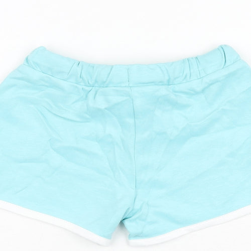 Marks and Spencer Girls Blue Cotton Sweat Shorts Size 4-5 Years Regular Drawstring - Ice Lolly