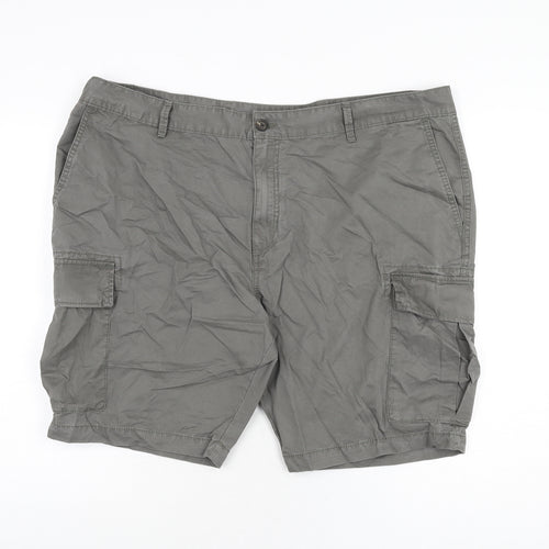 Marks and Spencer Mens Grey Cotton Cargo Shorts Size 44 in L9 in Regular Zip