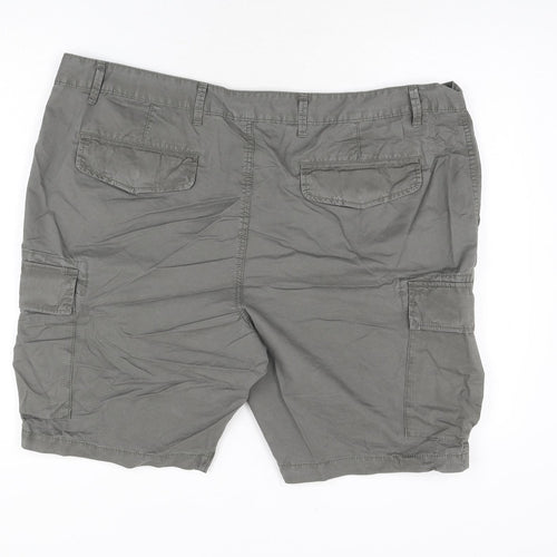 Marks and Spencer Mens Grey Cotton Cargo Shorts Size 44 in L9 in Regular Zip