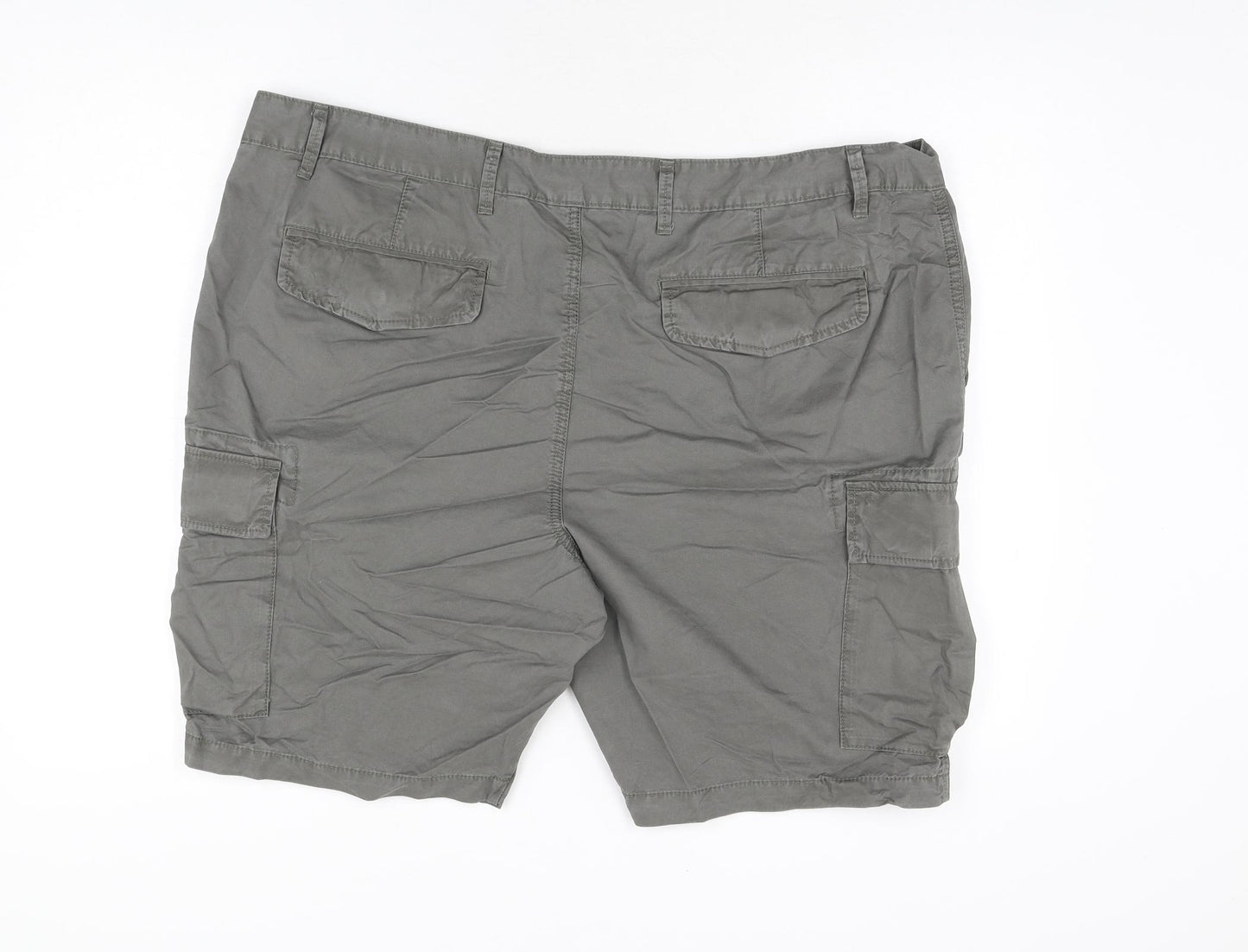 Marks and Spencer Mens Grey Cotton Cargo Shorts Size 44 in L9 in Regular Zip
