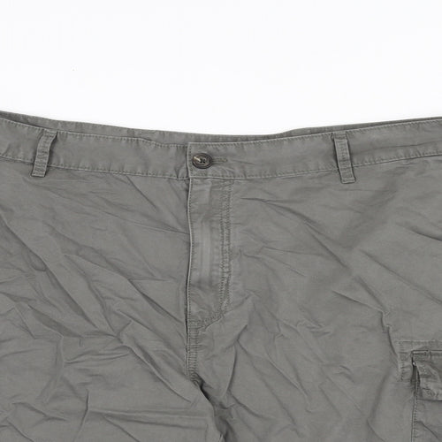 Marks and Spencer Mens Grey Cotton Cargo Shorts Size 44 in L9 in Regular Zip