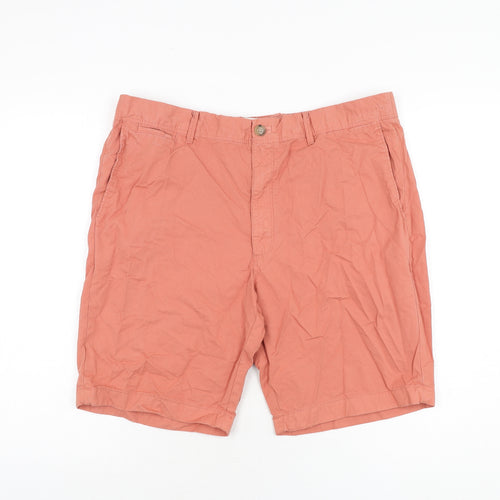 Marks and Spencer Mens Red Cotton Chino Shorts Size 38 in L9 in Regular Zip