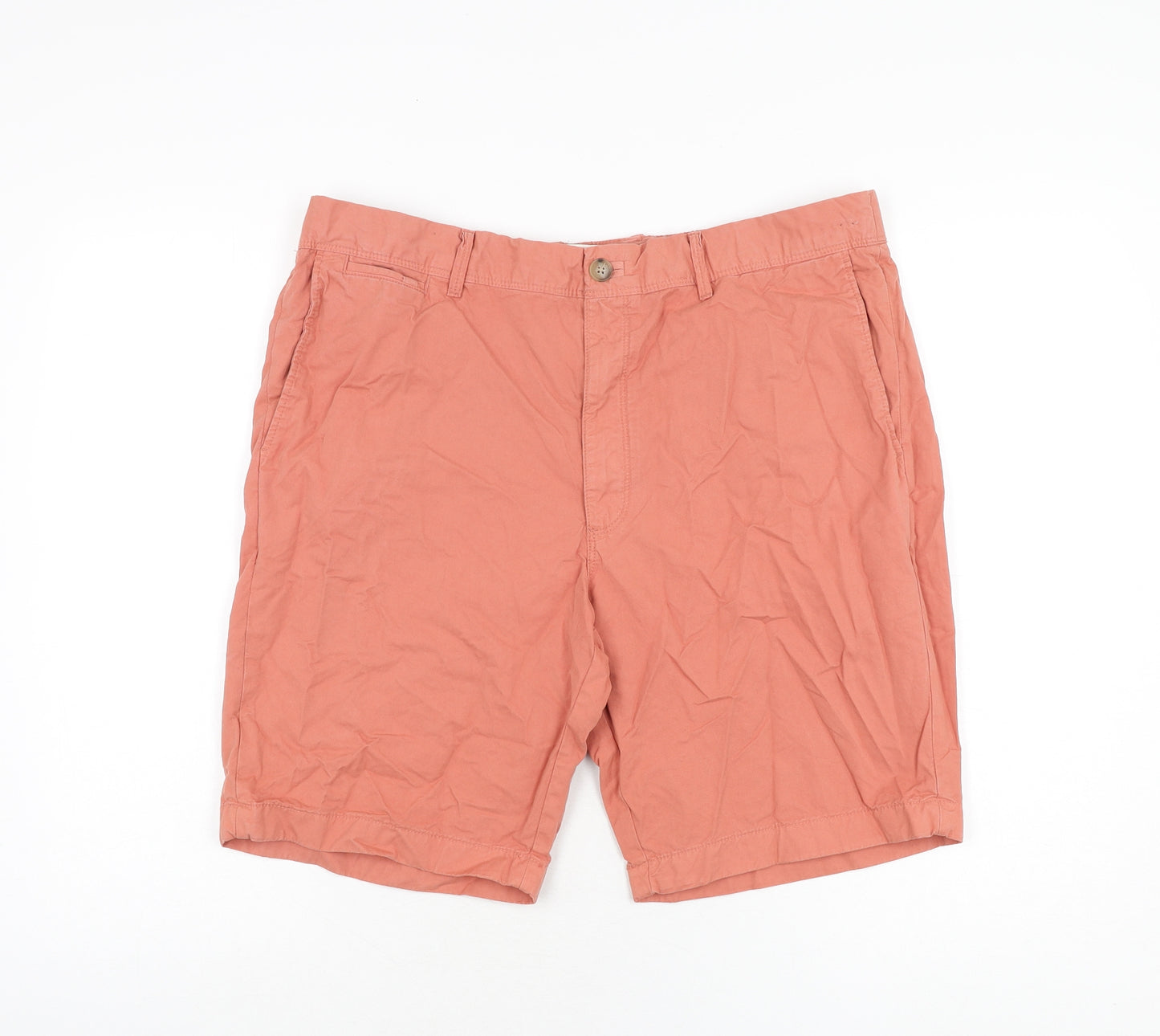 Marks and Spencer Mens Red Cotton Chino Shorts Size 38 in L9 in Regular Zip