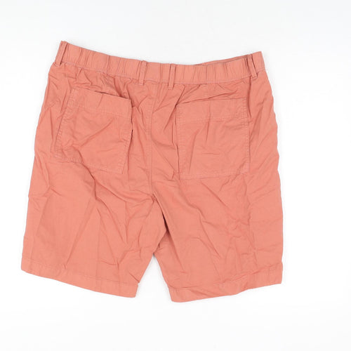 Marks and Spencer Mens Red Cotton Chino Shorts Size 38 in L9 in Regular Zip