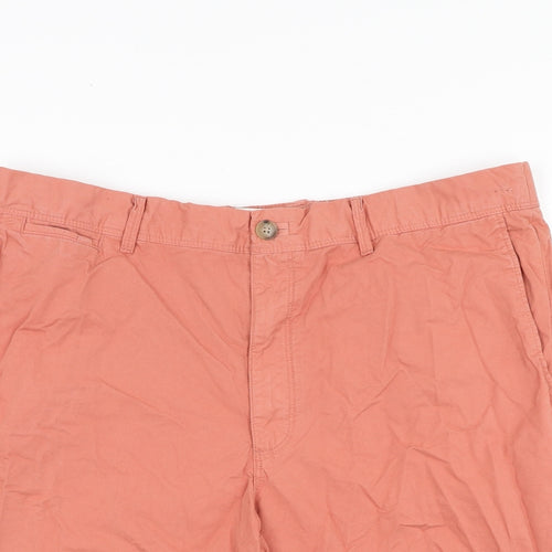 Marks and Spencer Mens Red Cotton Chino Shorts Size 38 in L9 in Regular Zip