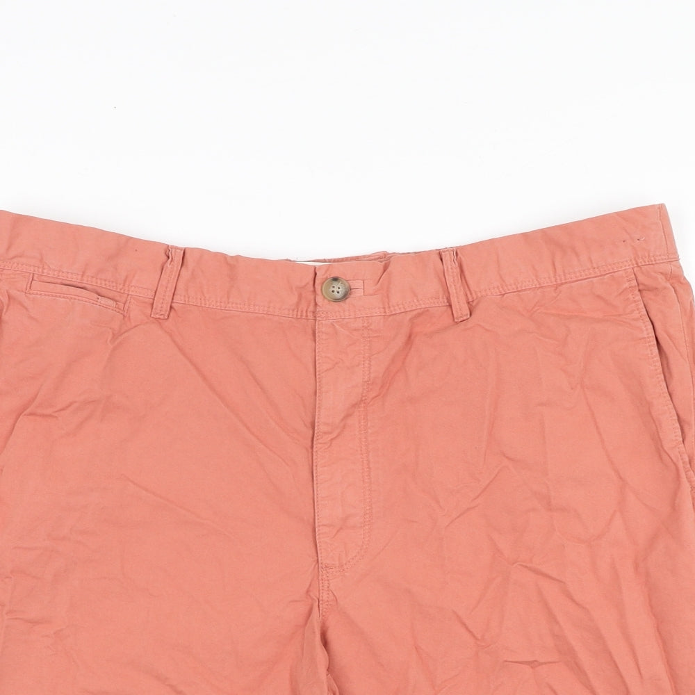 Marks and Spencer Mens Red Cotton Chino Shorts Size 38 in L9 in Regular Zip
