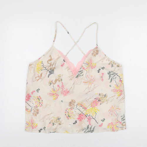 Marks and Spencer Womens Pink Floral Polyester Cami Pyjama Top Size 16