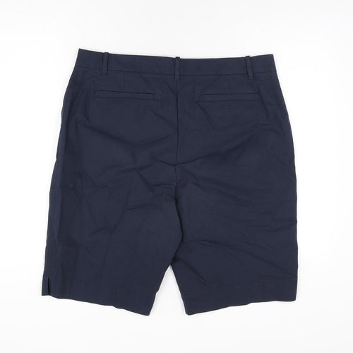 Marks and Spencer Womens Blue Cotton Bermuda Shorts Size 18 L11 in Regular Zip