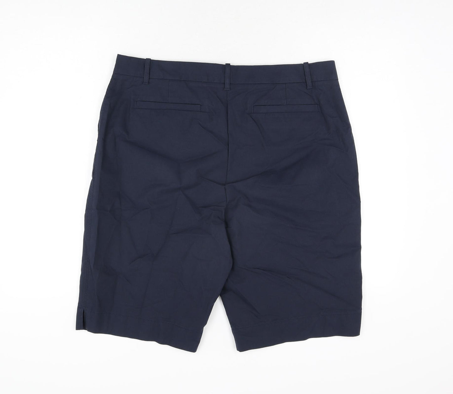 Marks and Spencer Womens Blue Cotton Bermuda Shorts Size 18 L11 in Regular Zip