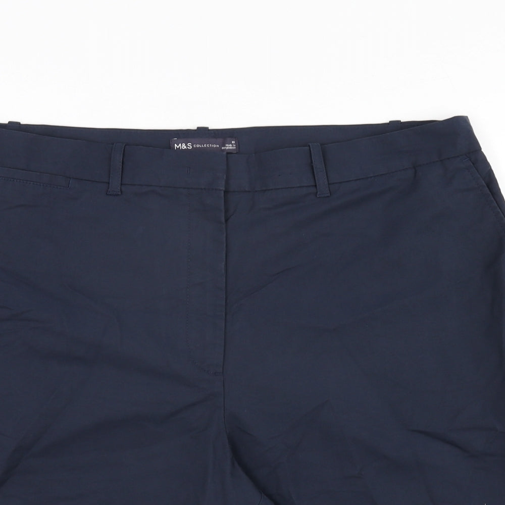 Marks and Spencer Womens Blue Cotton Bermuda Shorts Size 18 L11 in Regular Zip