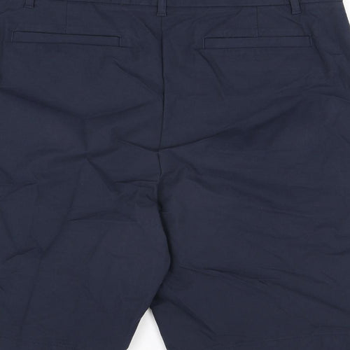 Marks and Spencer Womens Blue Cotton Bermuda Shorts Size 18 L11 in Regular Zip