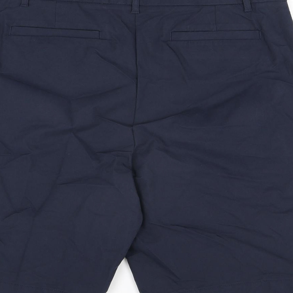 Marks and Spencer Womens Blue Cotton Bermuda Shorts Size 18 L11 in Regular Zip