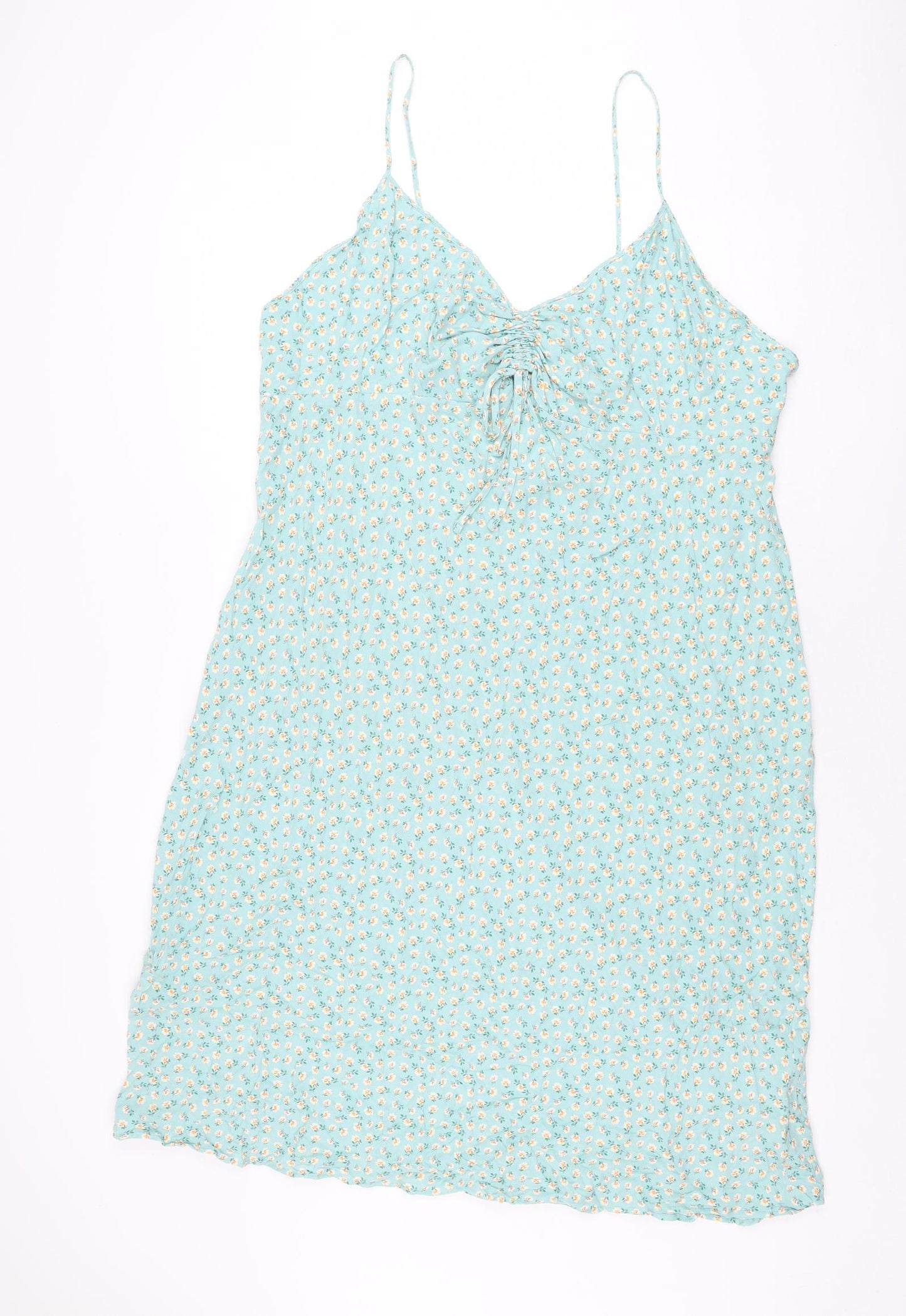 Marks and Spencer Womens Blue Floral Viscose Shift Size 24 V-Neck Pullover