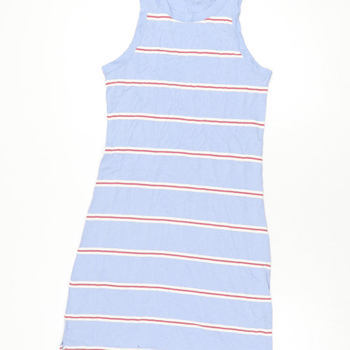 Marks and Spencer Womens Blue Striped Cotton Bodycon Size S Round Neck Pullover