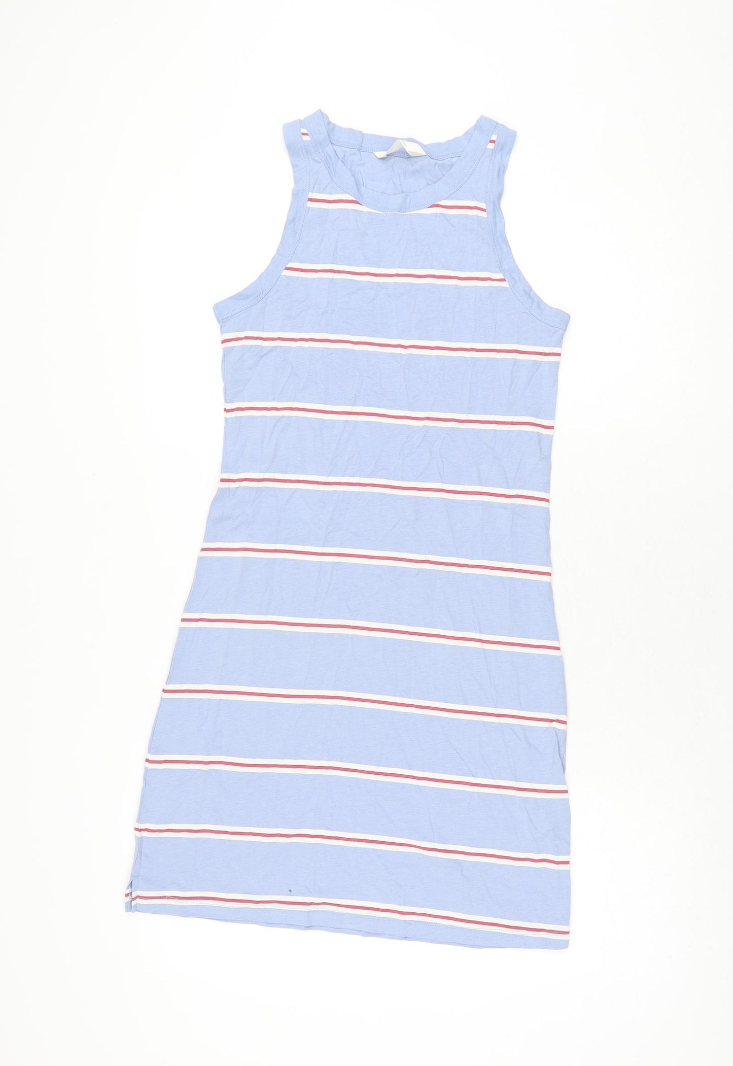 Marks and Spencer Womens Blue Striped Cotton Bodycon Size S Round Neck Pullover