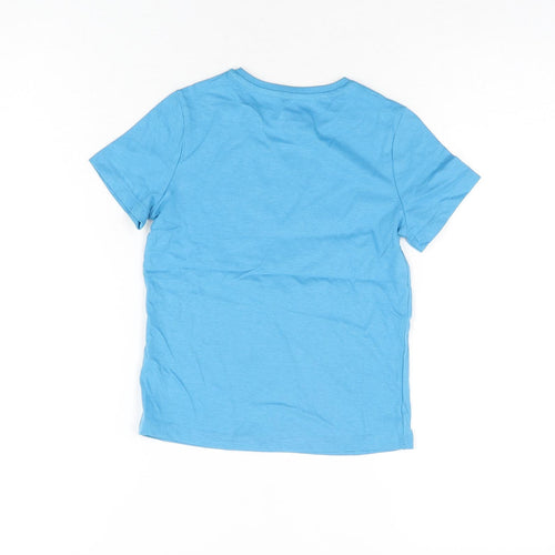 Marks and Spencer Girls Blue Cotton Basic T-Shirt Size 4-5 Years Round Neck Pullover - Dolphin, Bring Your Own Sunshine