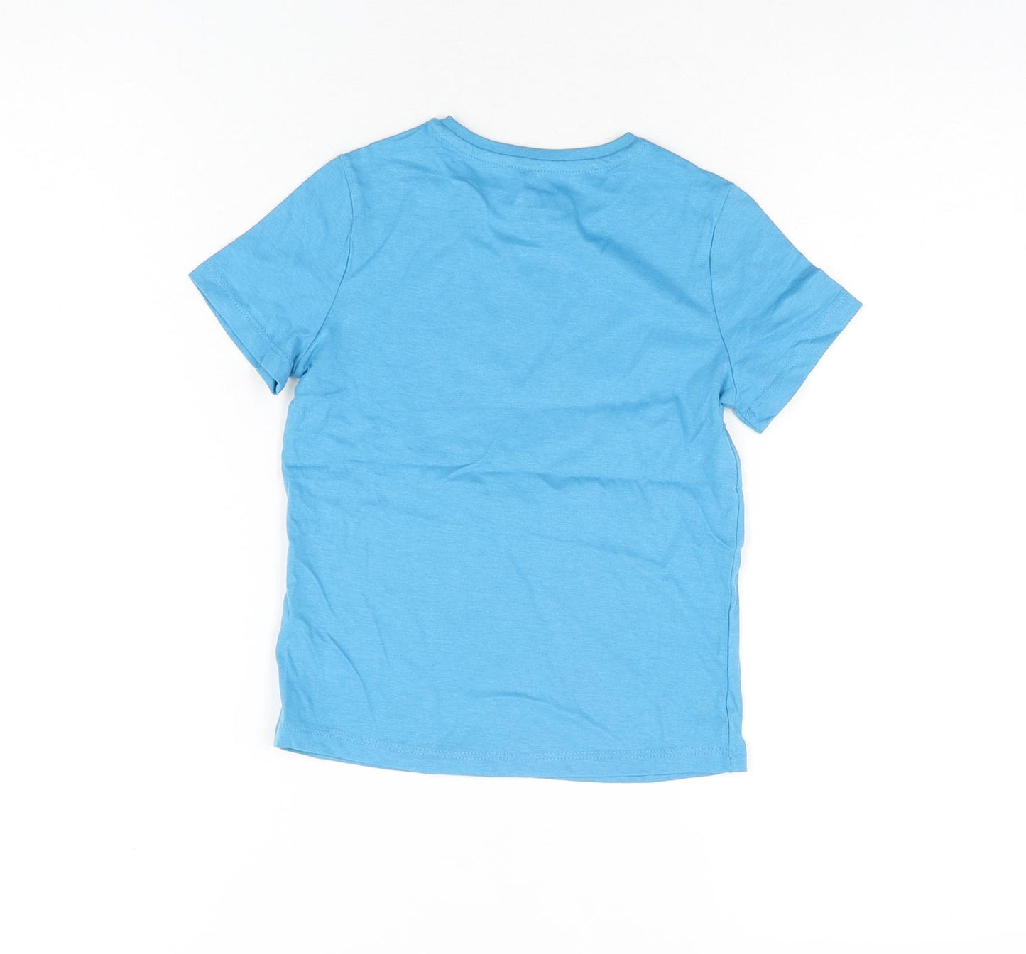 Marks and Spencer Girls Blue Cotton Basic T-Shirt Size 4-5 Years Round Neck Pullover - Dolphin, Bring Your Own Sunshine