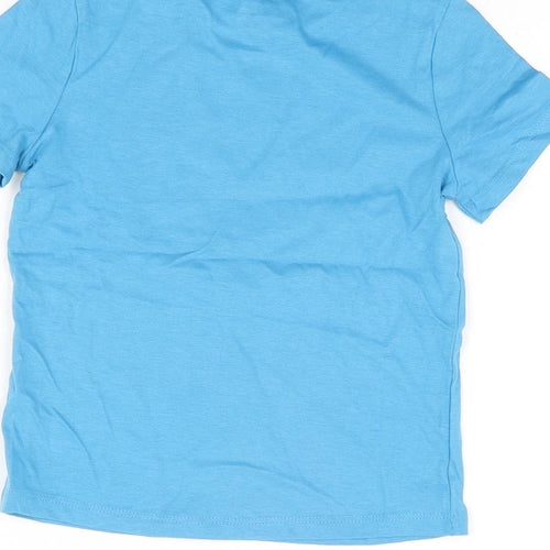 Marks and Spencer Girls Blue Cotton Basic T-Shirt Size 4-5 Years Round Neck Pullover - Dolphin, Bring Your Own Sunshine