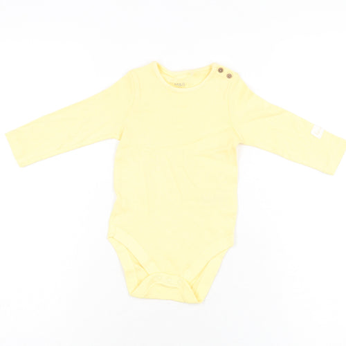 Marks and Spencer Baby Yellow Cotton Romper One-Piece Size 6-9 Months Snap