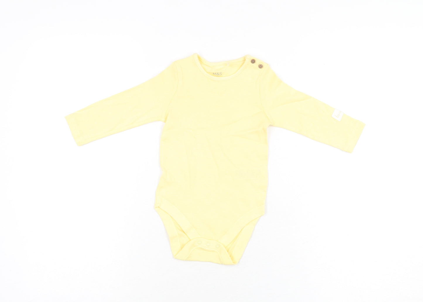 Marks and Spencer Baby Yellow Cotton Romper One-Piece Size 6-9 Months Snap