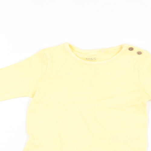 Marks and Spencer Baby Yellow Cotton Romper One-Piece Size 6-9 Months Snap