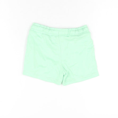 Marks and Spencer Boys Green Cotton Sweat Shorts Size 2-3 Years Regular Drawstring